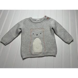 Just One You Carters Baby Bear Knit Sweater 9M Gray Cute Outfit